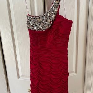 Red Bodycon One Shoulder Dress